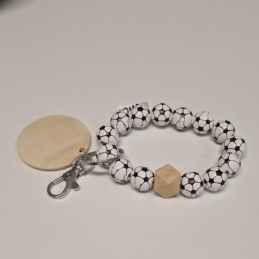 Soccer Bead Keychain Bracelet